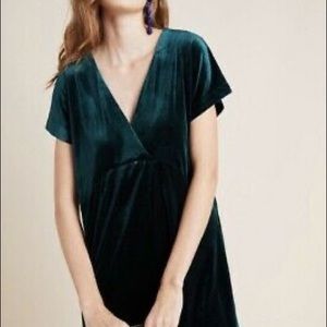 Anthropologie Green Velvet Dress Size XS